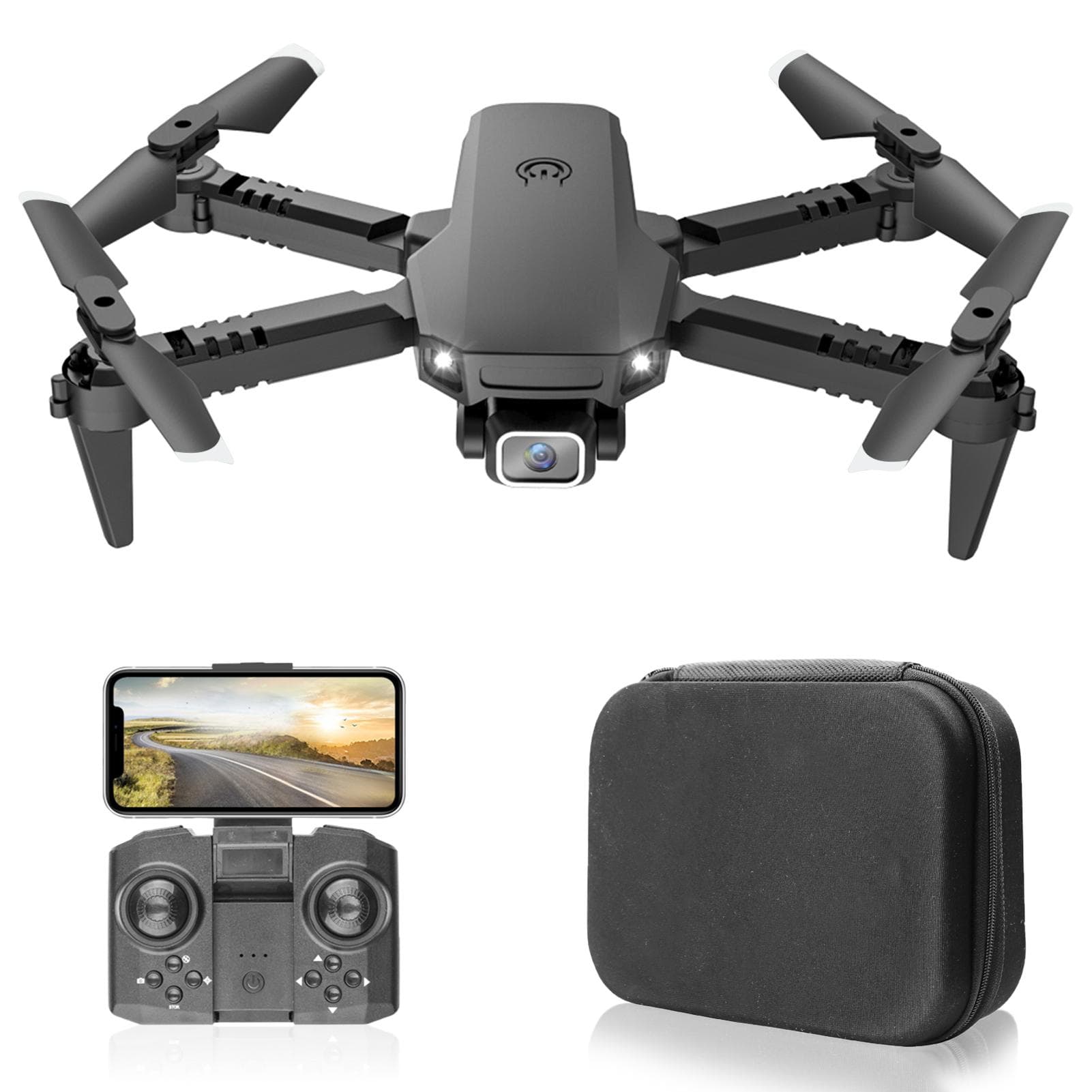 X1 RC Drone with Camera 4K Dual Camera WiFi FPV Mini Foldable Quadcopter with Function Trajectory single camera-1 battery black