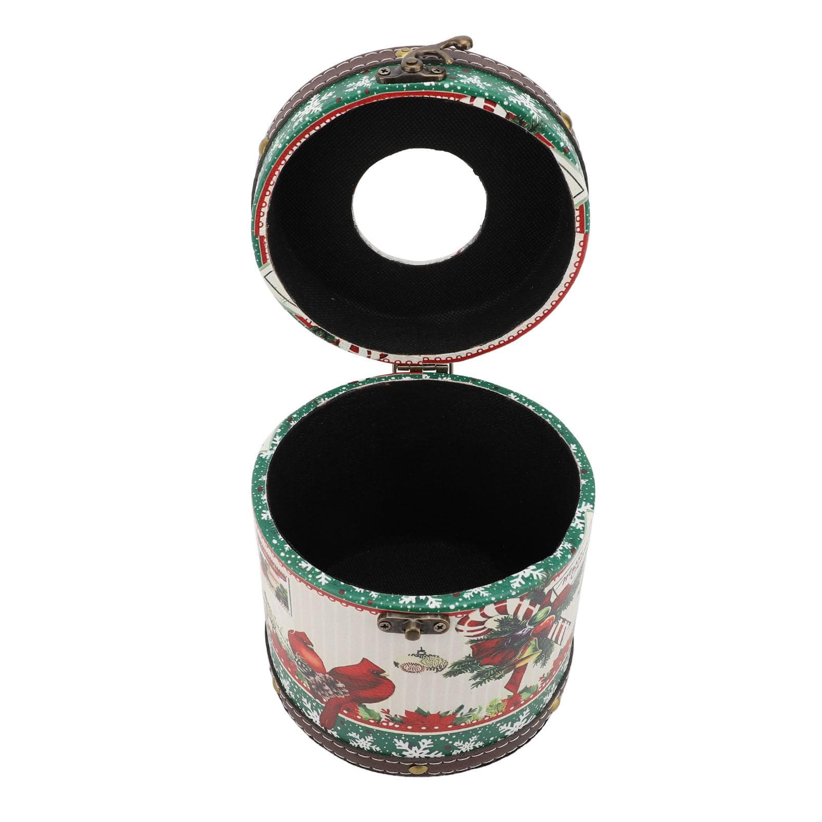 Round Tissue Cover Holder Vintage Wooden Leather Decorative Box with Lid for Dining Table Living