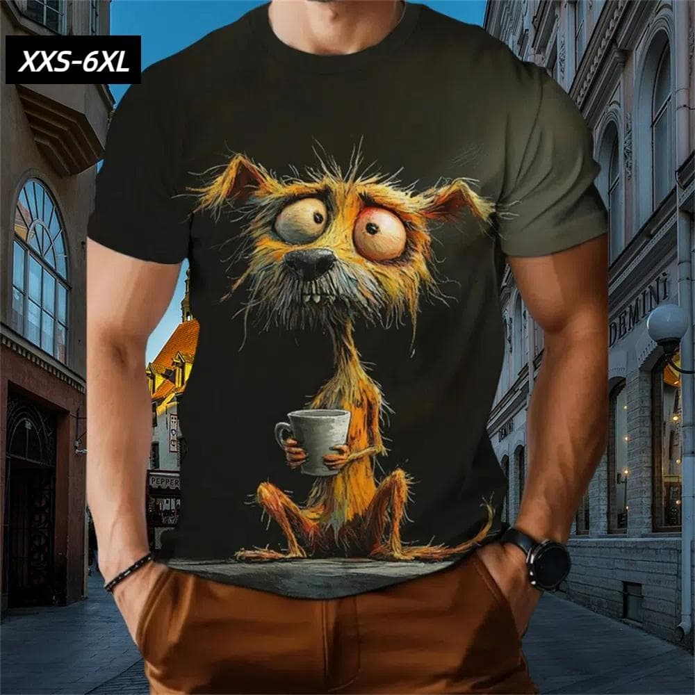 XXS-6XL Plus Size T-Shirts for Men Funny Cartoon Animal 3D Print Short Sleeve Tops Tees Summer Men's Casual Clothing Pullover XL