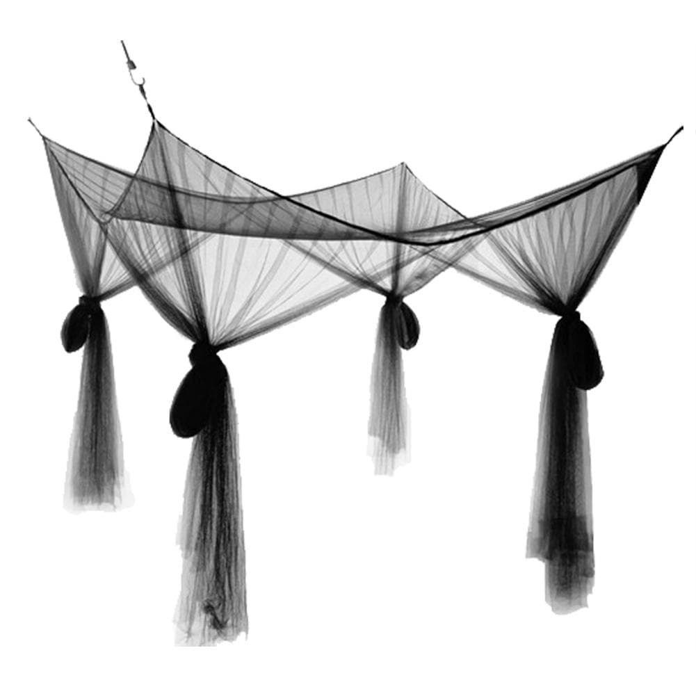 4 Corner Post Bed Canopy Mosquito Net Full Queen King Size Bedding(Black)