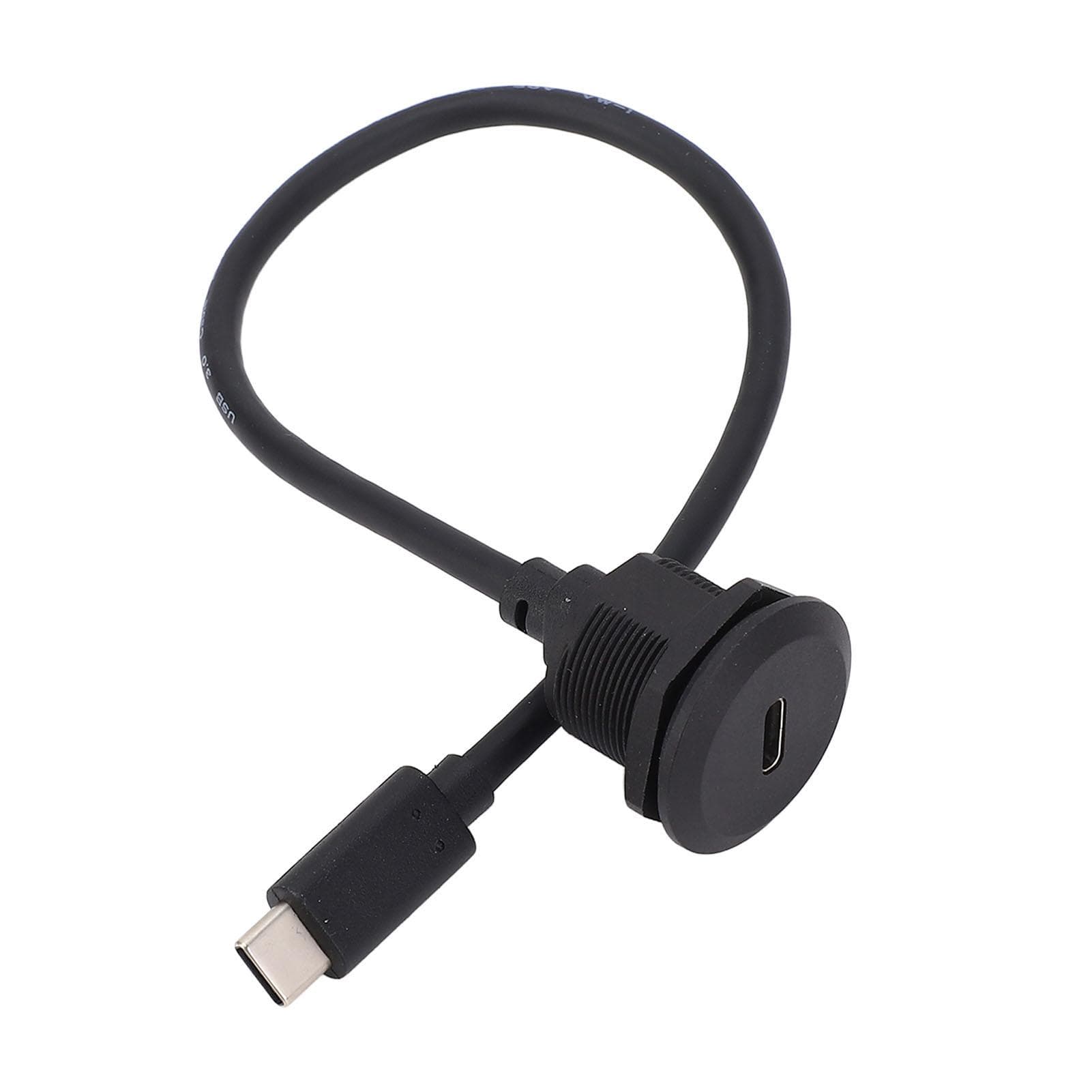 Panel Mount Extension Adapter Cable 5Gbps Type C 3.0 Male to Female Flush Mount Adapter 20V 3A