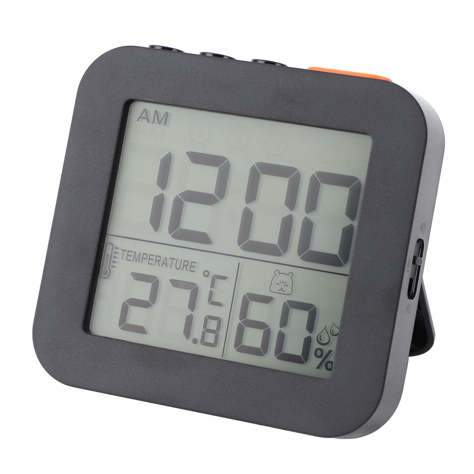 LCD Temperature Humidity Clock Multifunctional Snooze Function Accurate Electronic Alarm Clock for