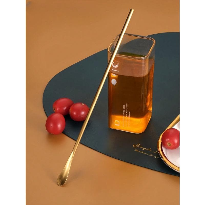 Stainless steel stirring spoon long handle coffee spoon dessert spoon creative ice spoon honey spoon milk tea mixing bar spoon one-size gold