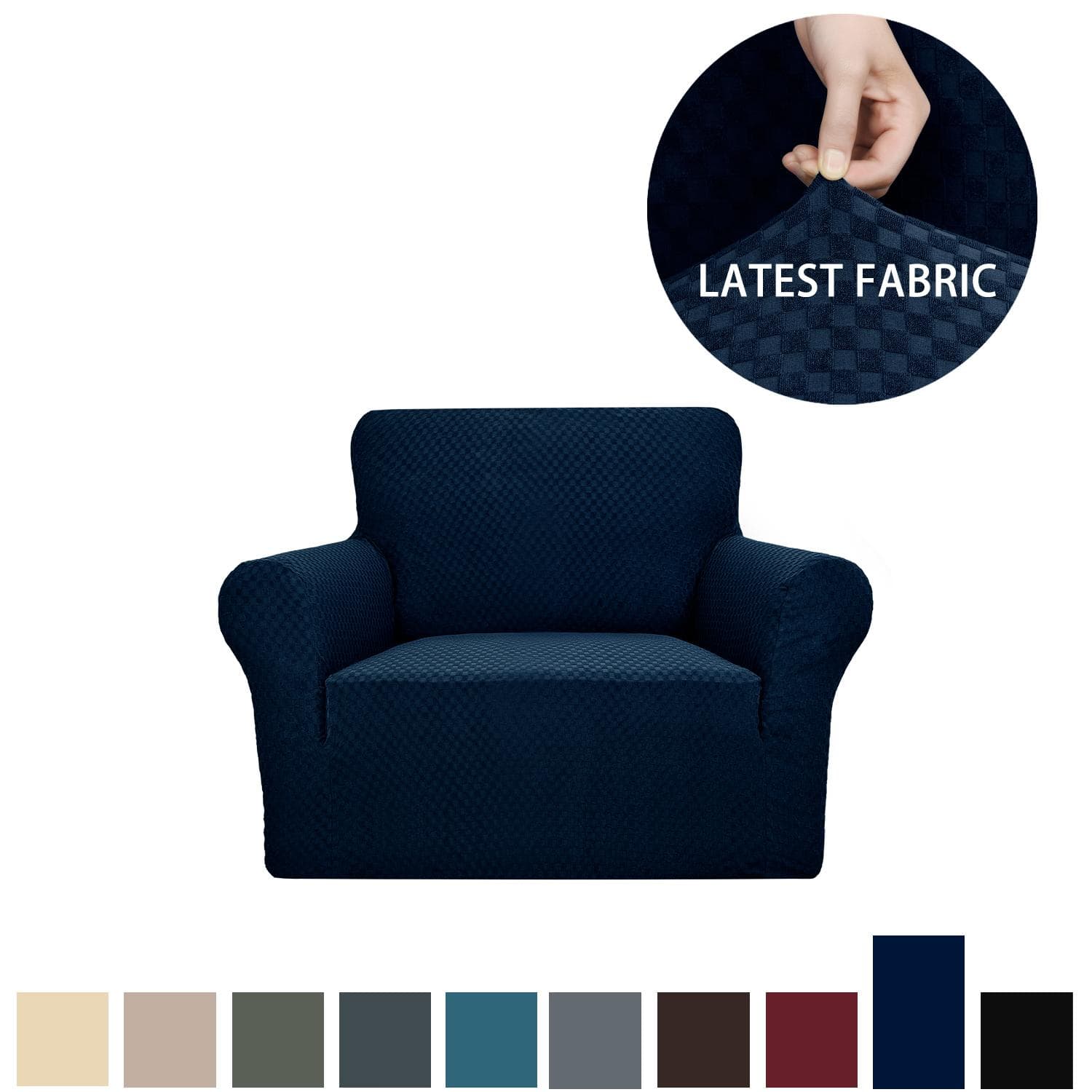 Knitted Square Jacquard Thickened Stretch Sofa Cover Fabric All-inclusive Full Cover Sofa Cushion Cover 1 Seat navy blue