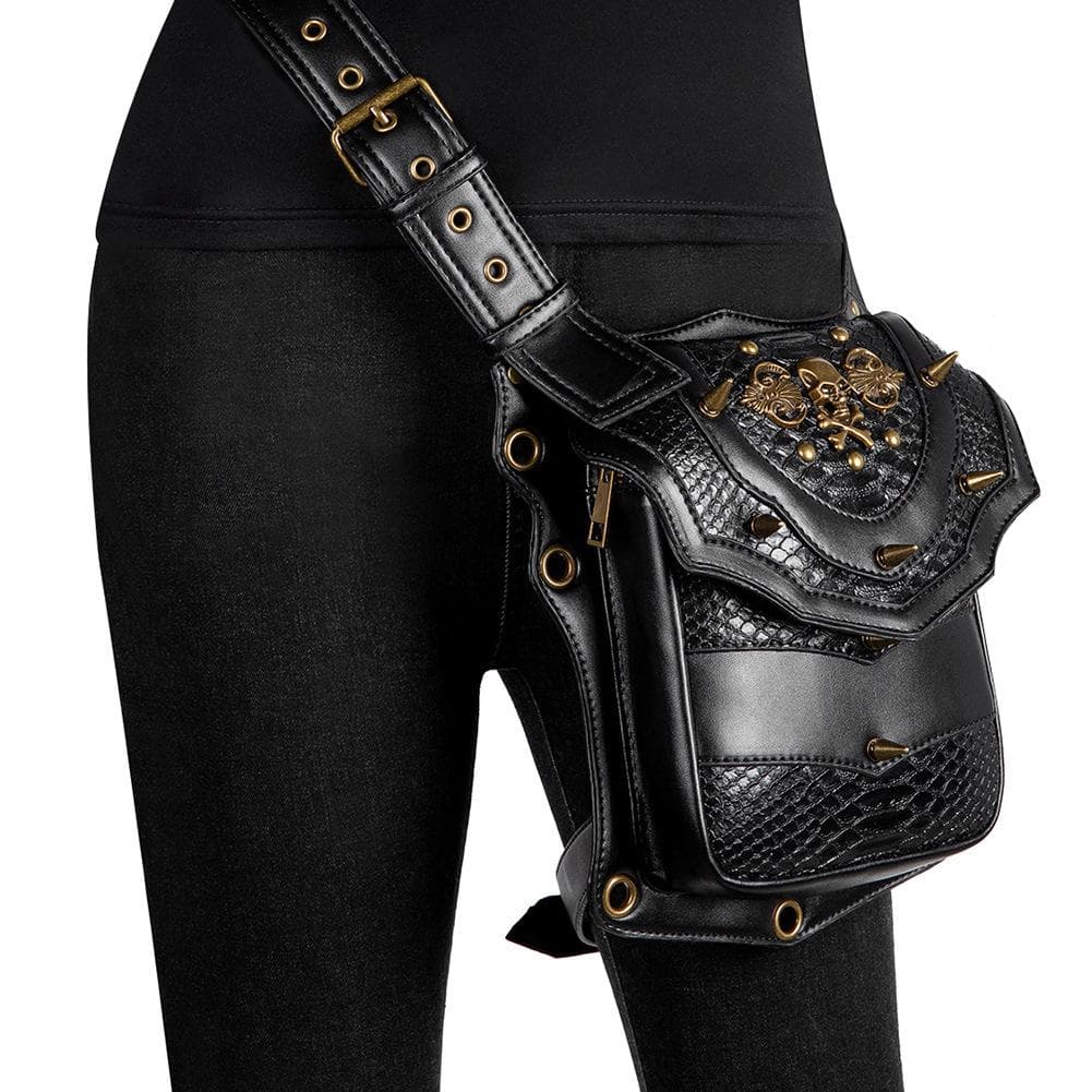 Chain Bag, Women's Small Bag, Steampunk Retro Motorcycle Bag, Women's Single-shoulder Crossbody Bag, Women's Waist Bag