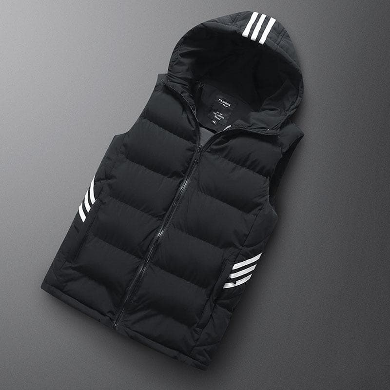 Men Vest Winter Jacket Warm Casual Man Black Red Waistcoat L black