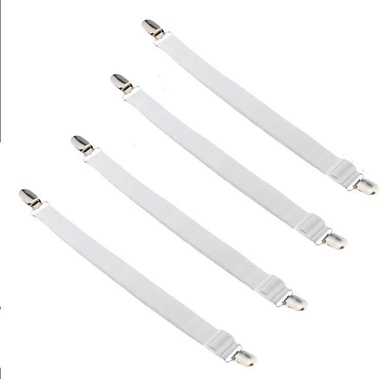 4/2/1pc Bed Sofa Sheet Clip Sheet Grippers Strap Fastener Hold Grips Elastic Clips Gripper Bedspread 4PCS white