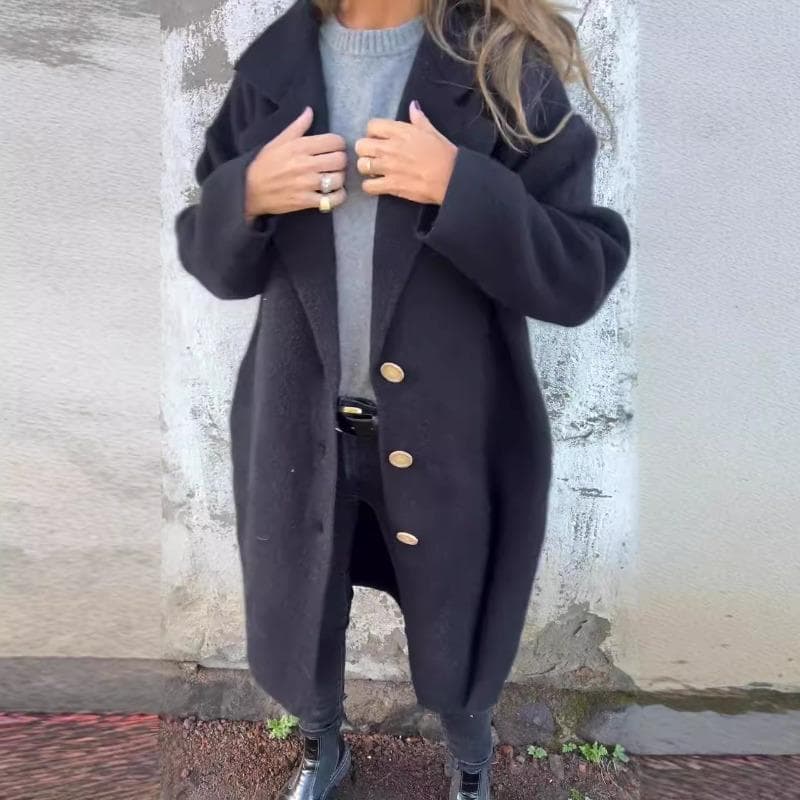 New Women's Autumn and Winter Lapel Long Sleeve Casual Wool Jacket XXXL