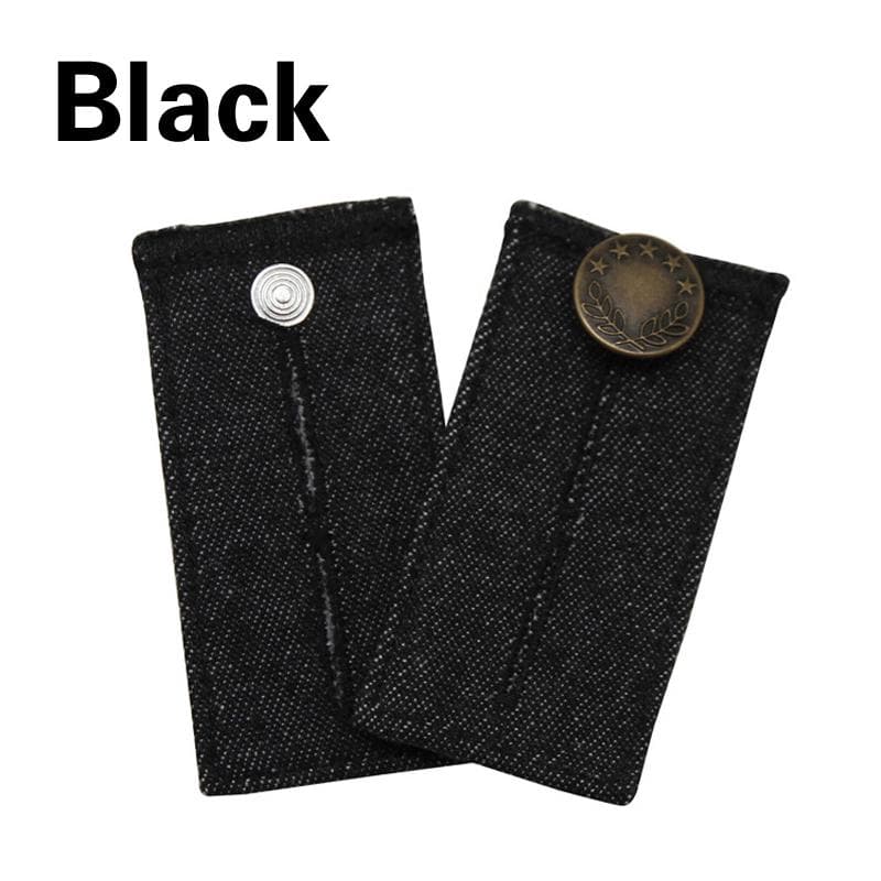 1Pc Jeans Pant Trousers Waist Expander Waistband Extender Button Elastic Adjustment Waist Button Belt Extension Buckle black