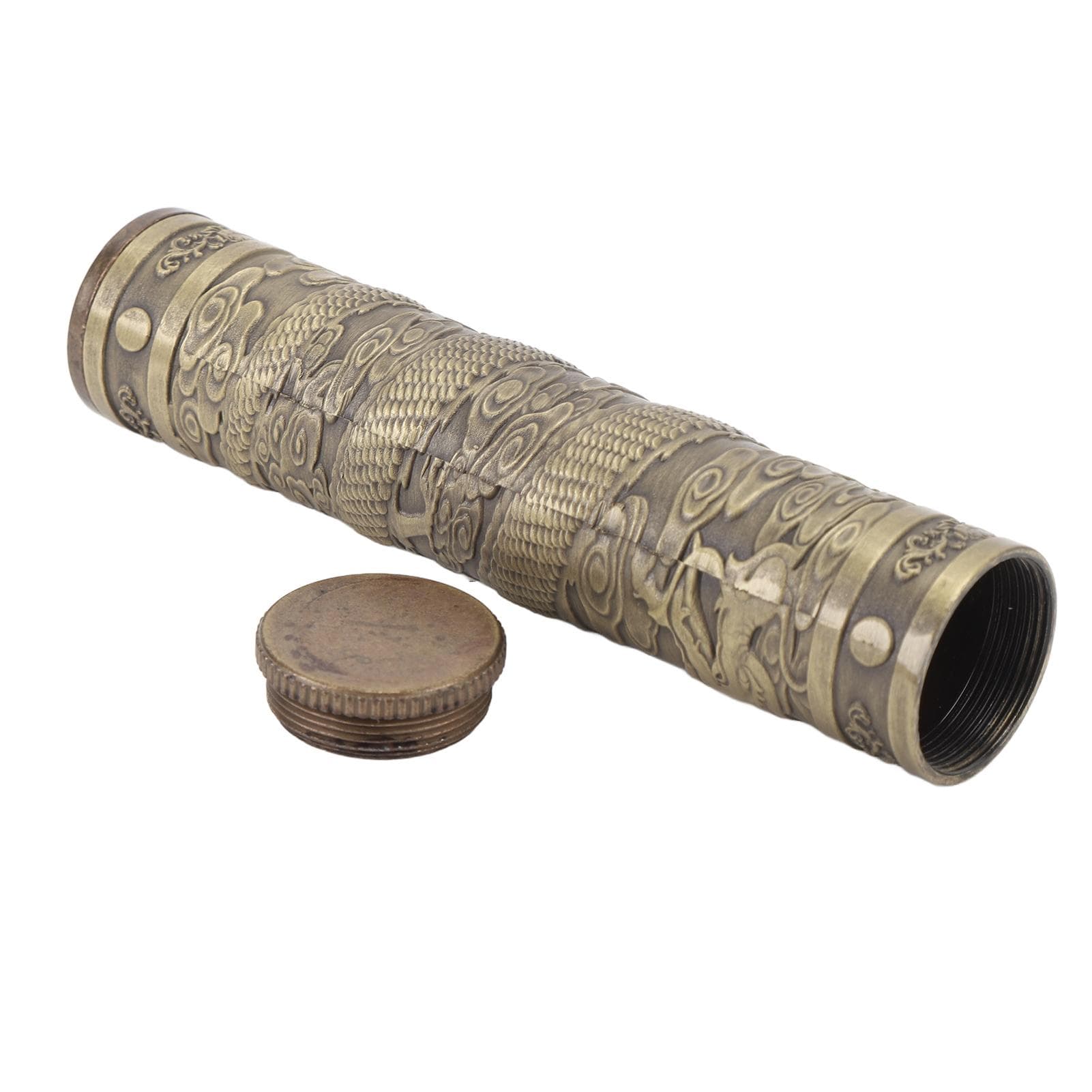 Metal Tube Container Embossed Pattern Water Proof Sealed Storage Tube for Outdoor Camping Travel bronze