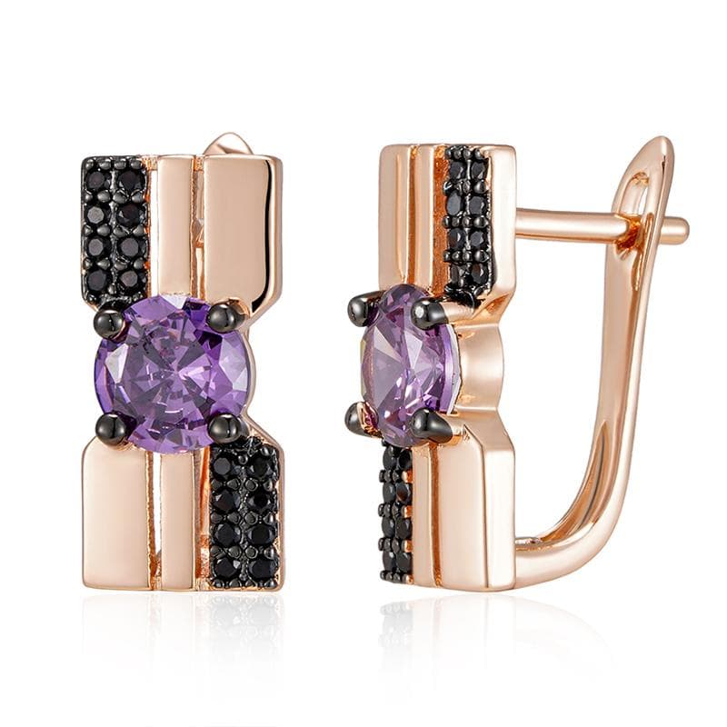 Kinel Purple Zircon Square Drop Earrings For Women Luxury Bride Wedding Black Fine Jewelry purple
