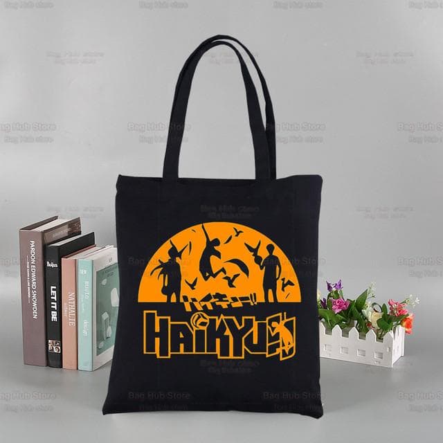 Haikyuu Volleyball Anime Custom Tote Bag Shoyo Kuroo Bokuto Oya Oya Oya Manga Shopping Black Travel Canvas Bags Eco Shopper Bag 34*42cm