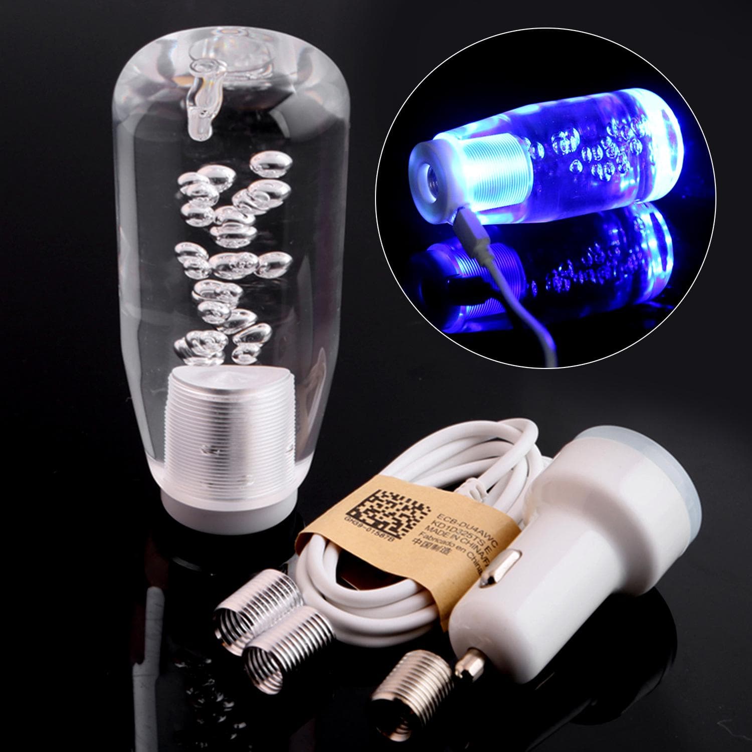 Car Gear Shift Knob Shifter Crystal Style Manual Shifting Head Universal LED Shift Lever 10cm blue
