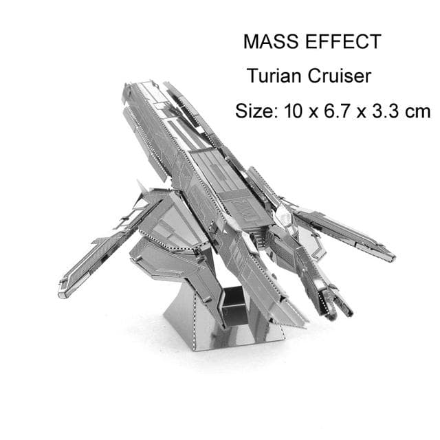 Spaceship Mass Effect Normandy SR2 3D Puzzle Model Kits DIY Laser Cut Assemble Jigsaw Toy GIFT for Children Turian Cruiser metallic silver