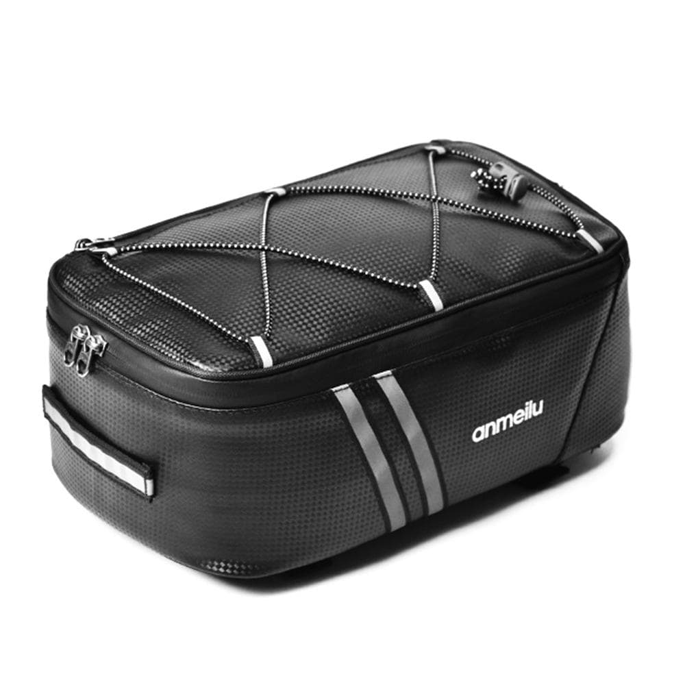 Bike Trunk Bag 7L Bicycle Rear Bag Water Resistant Bike Rack Bag with Waterproof Rain Cover PU black