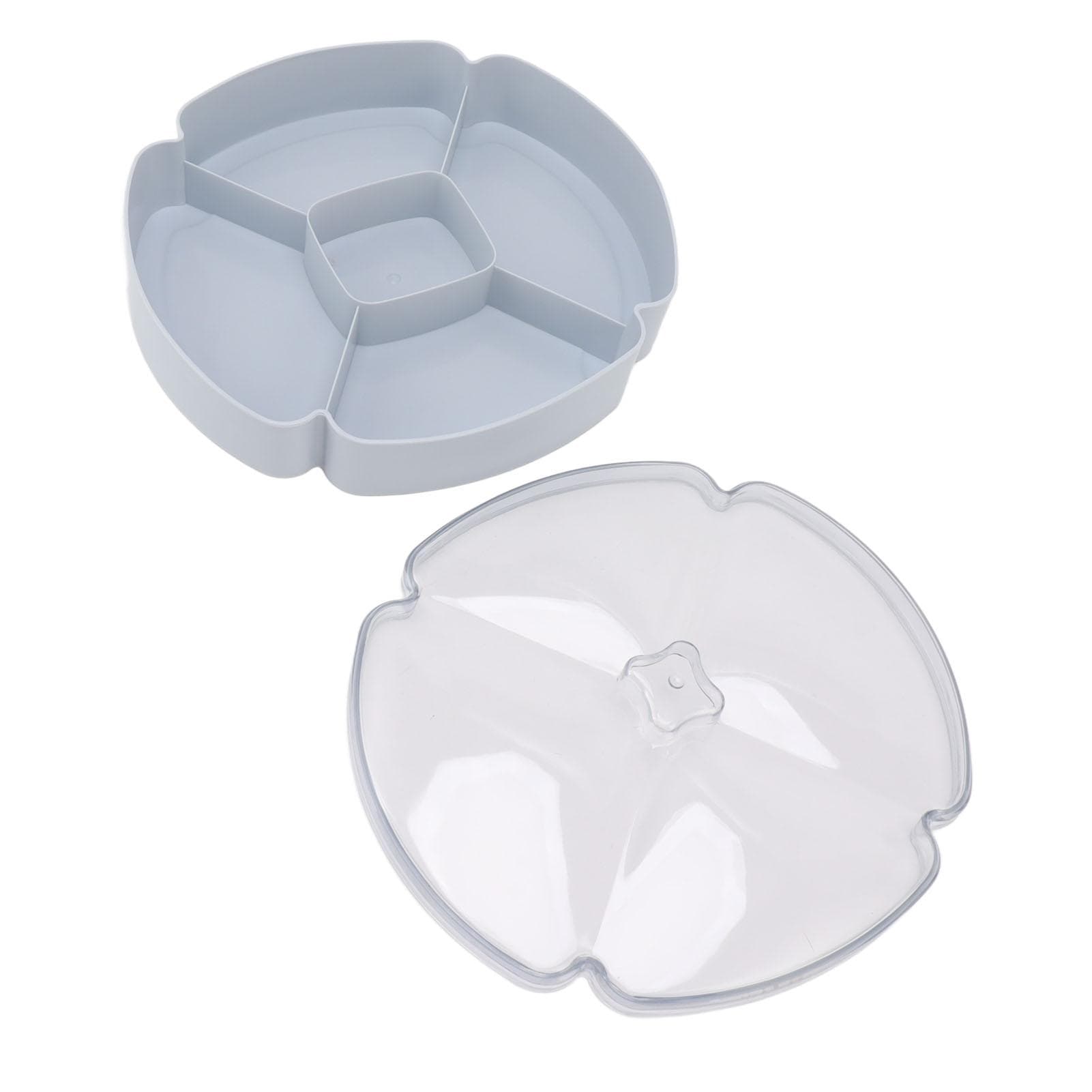 Snack Serving Tray Round Plastic Fruit Nut and Candy Compartment Plate with 5 Section for L