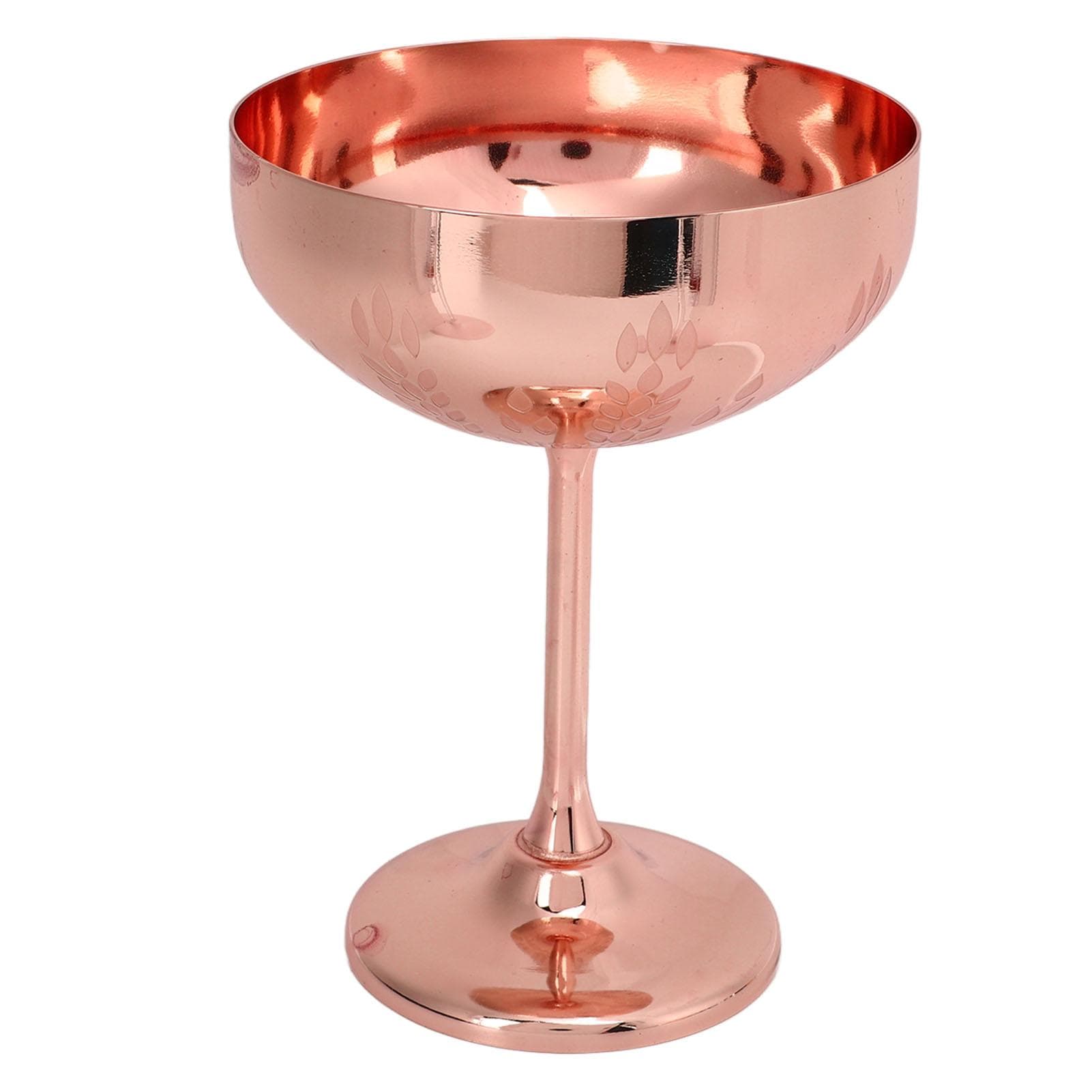 Metal Champagne Glass 304 Stainless Steel Goblet Engraved Bar Party Red Wine Cup Decorative Cups Wheat Ear Cup Copper Plating