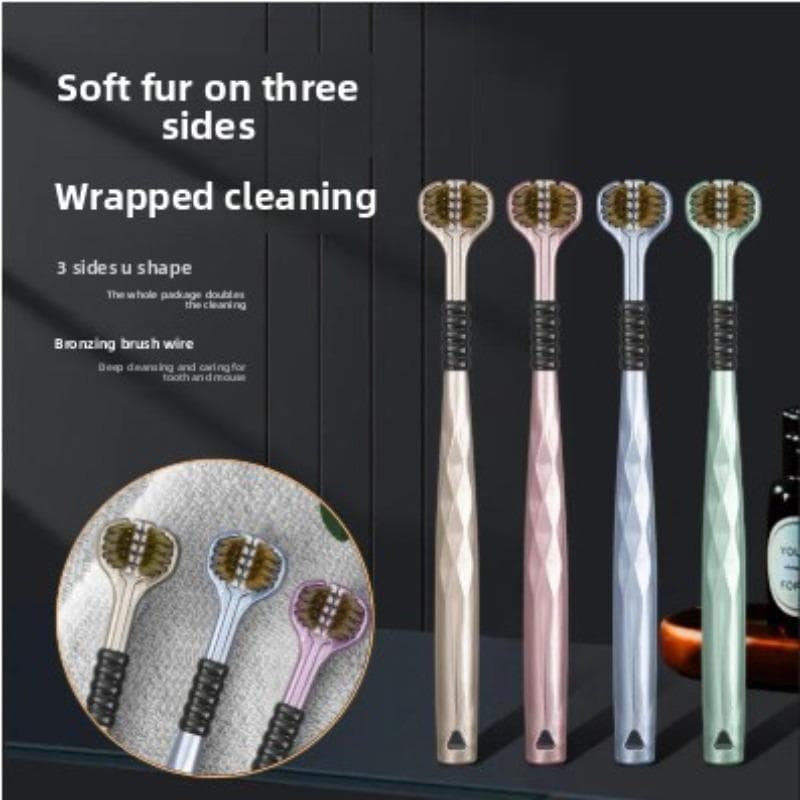 Three-sided Toothbrush Soft-bristled Adult Household Wide-head Three-dimensional Toothbrush Large-head Wrapped Soft-bristled Toothbrush