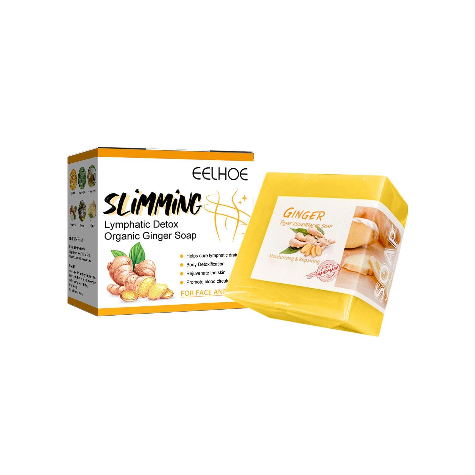 Natural Detox Organic Ginger Soaps Slimming Fast Belly Fat Burner Soaps Abdominal Muscle Peach Hip Body Cleaning Soap 100 g