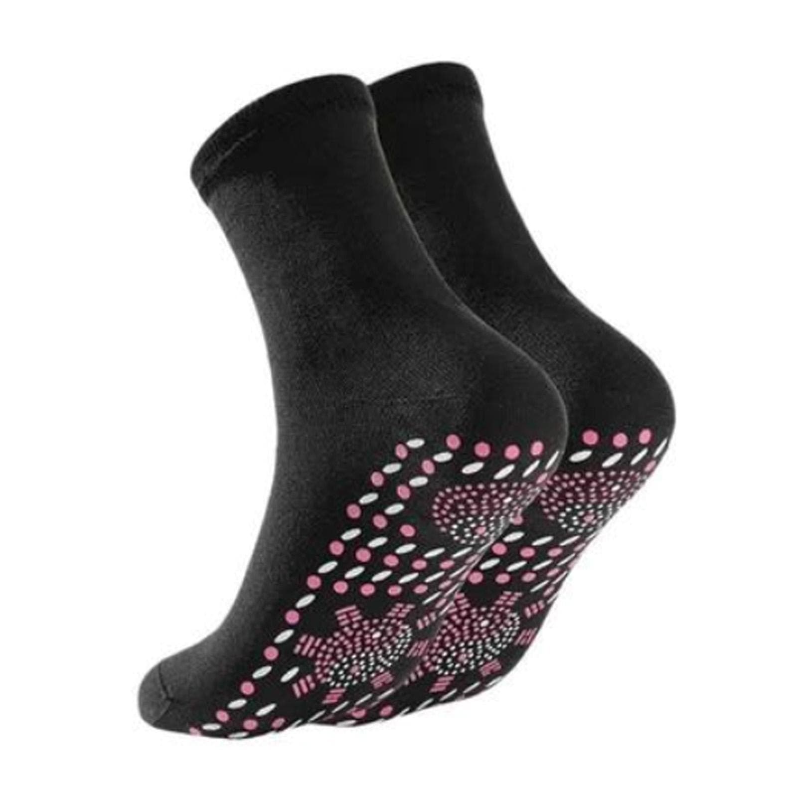 Heated Socks, Self Heating Socks, Tourmaline Self-Heating Magnetic Socks, Massage Socks for Men and black