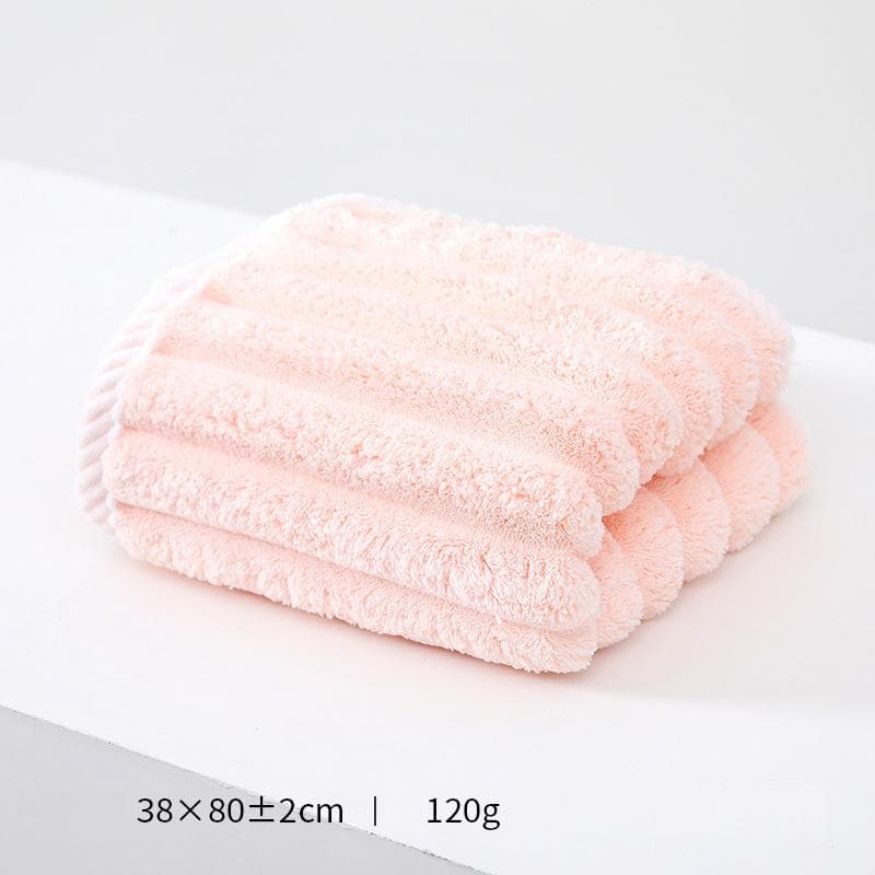 38x80cm Soft Thickened Striped Coral Fleece Face Towel Hand Towel Face Bath Strong Water Absorption Bathroom Towel 38x80cm&1pc pink