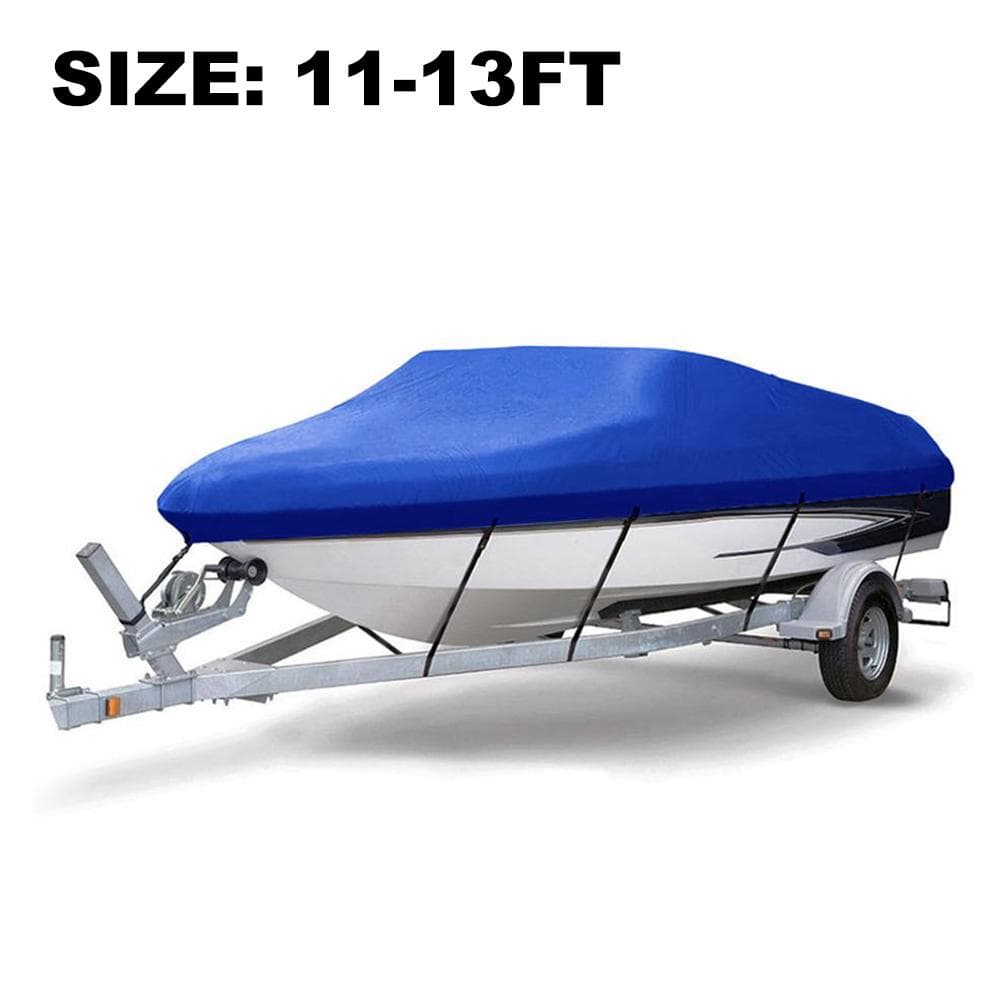 Boat Cover Yacht Outdoor Protection Waterproof Heavy Duty Silver Reflective 300D Oxford Fabric 11-13FT blue