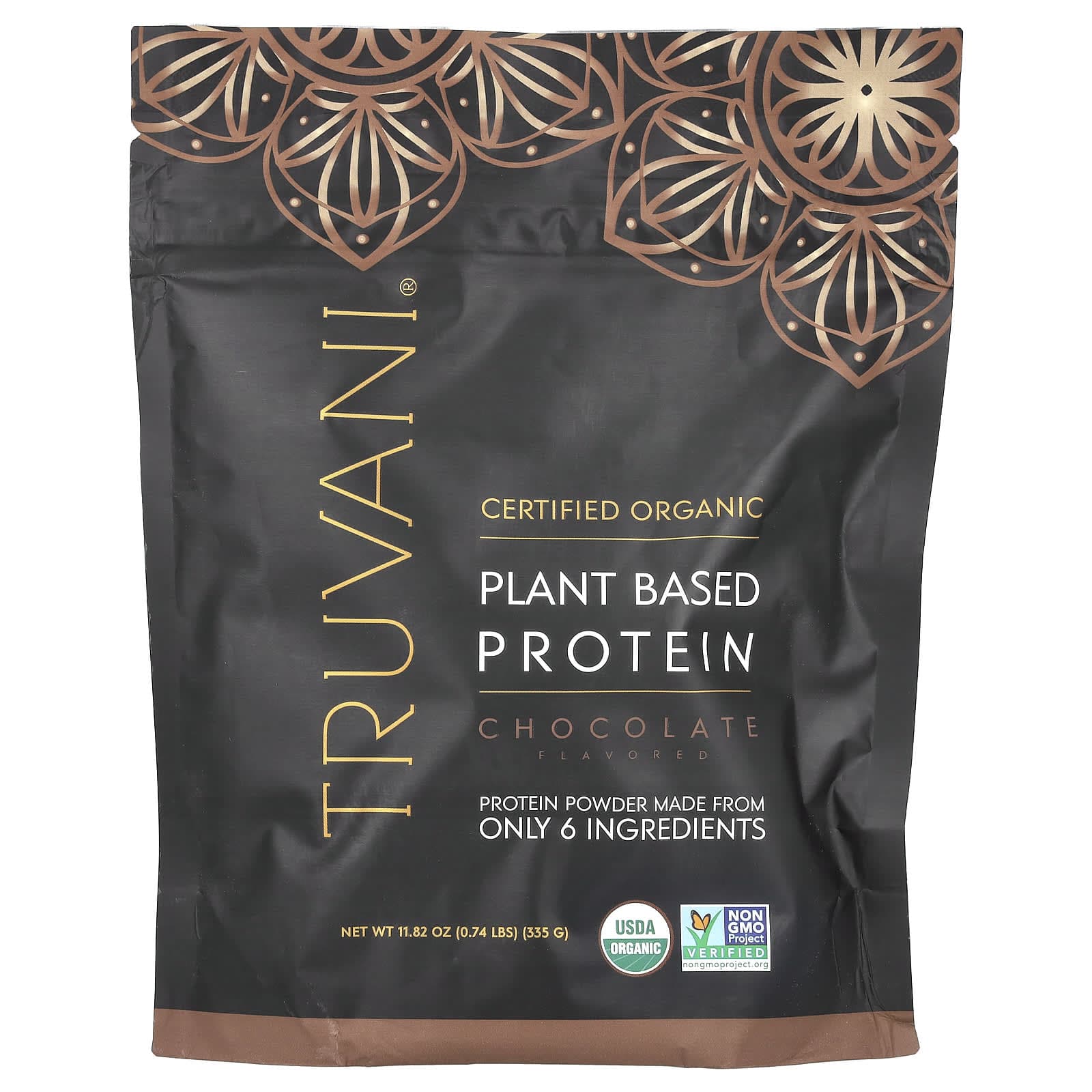 Truvani, plant-based protein, chocolate, 0.74 lb (335 g)