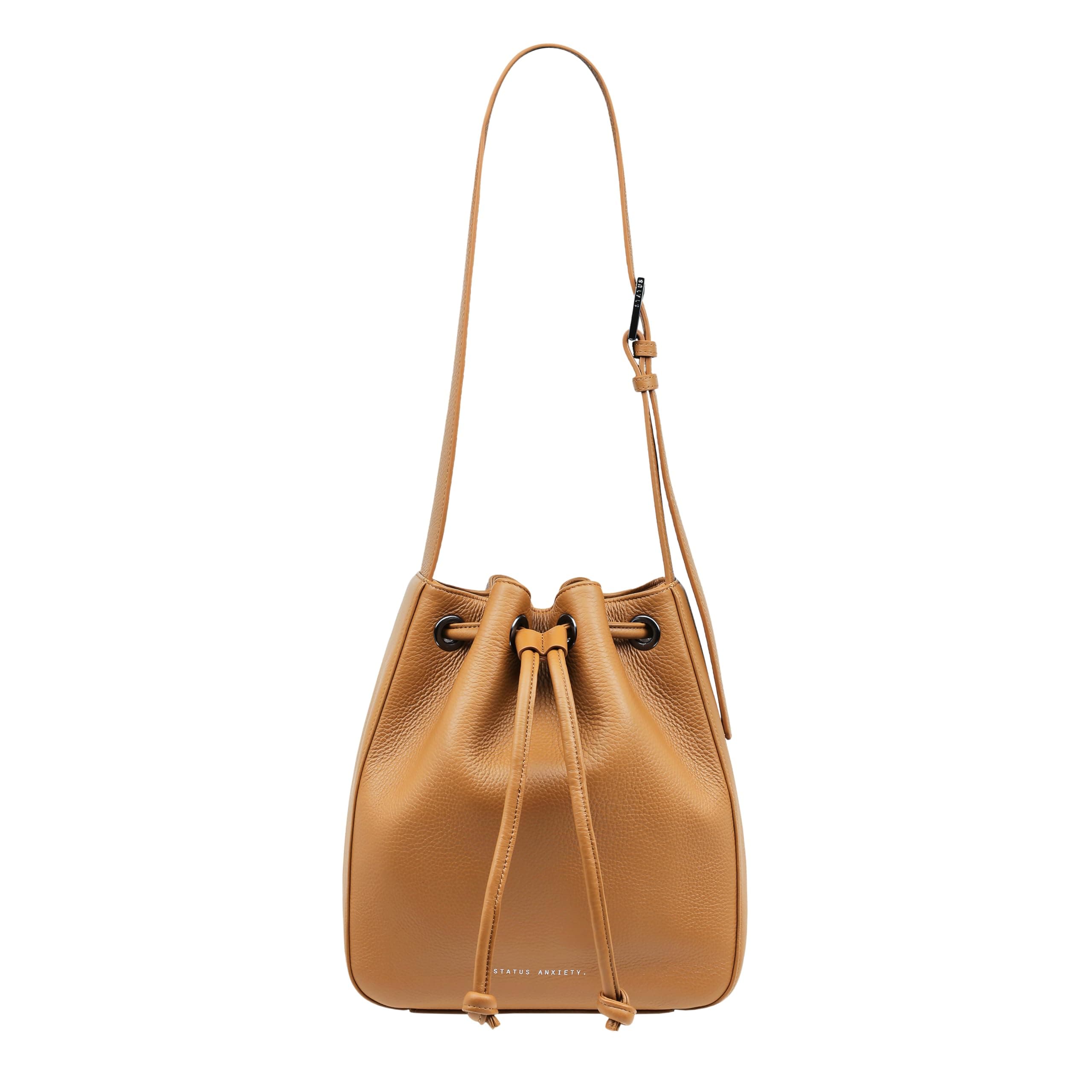 Status Anxiety SECLUSION Shoulder for Leather Drawstring Cowhide Korean Tan Bag/Handbag Women, Bag, Leather, Style,