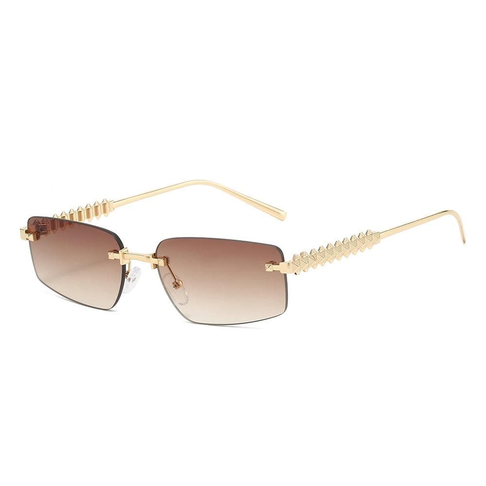 New Luxury Frameless Gradient Square Sunglasses Women Retro Personality Rivet Temple UV400 Protection as picture