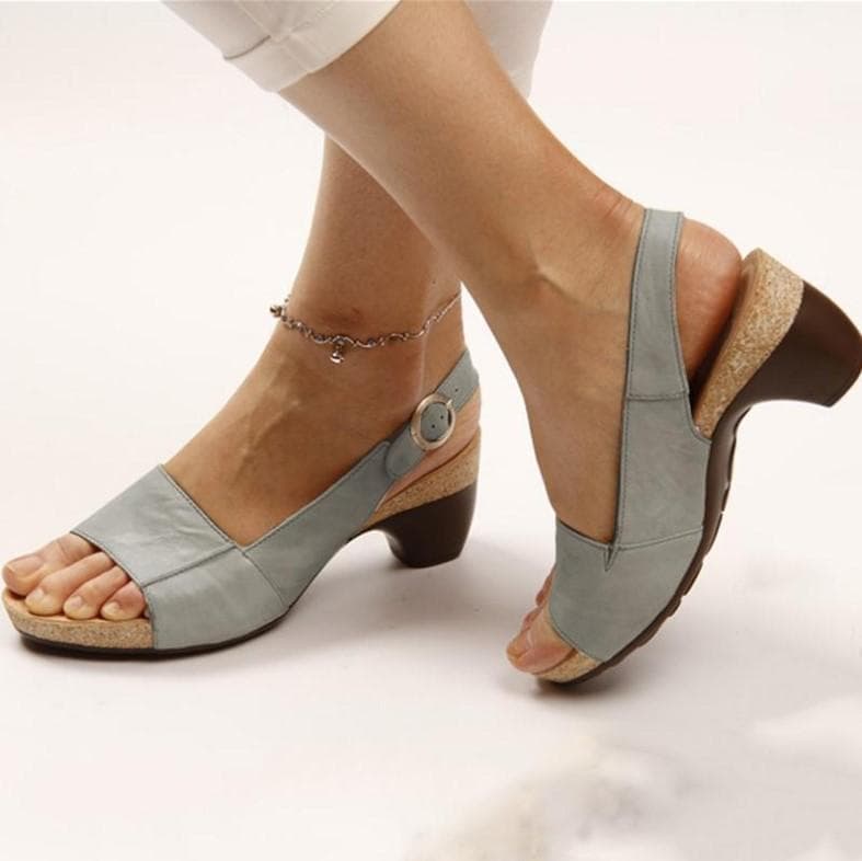 Fashion Shoes Women Sandals Square Toe Comfortable Platform Shoes Woman Mid Heel Beach Party Sandals Plus Size Zapatos Mujer 39 gray