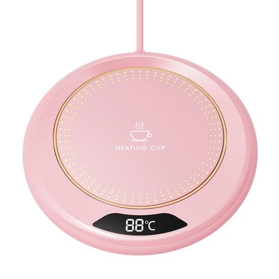 Mug Warmer Electric Coffee Cup Heated Coaster with 3-Temp Settings Waterproof USB Plug-Play Water Cup Heating Pad pink