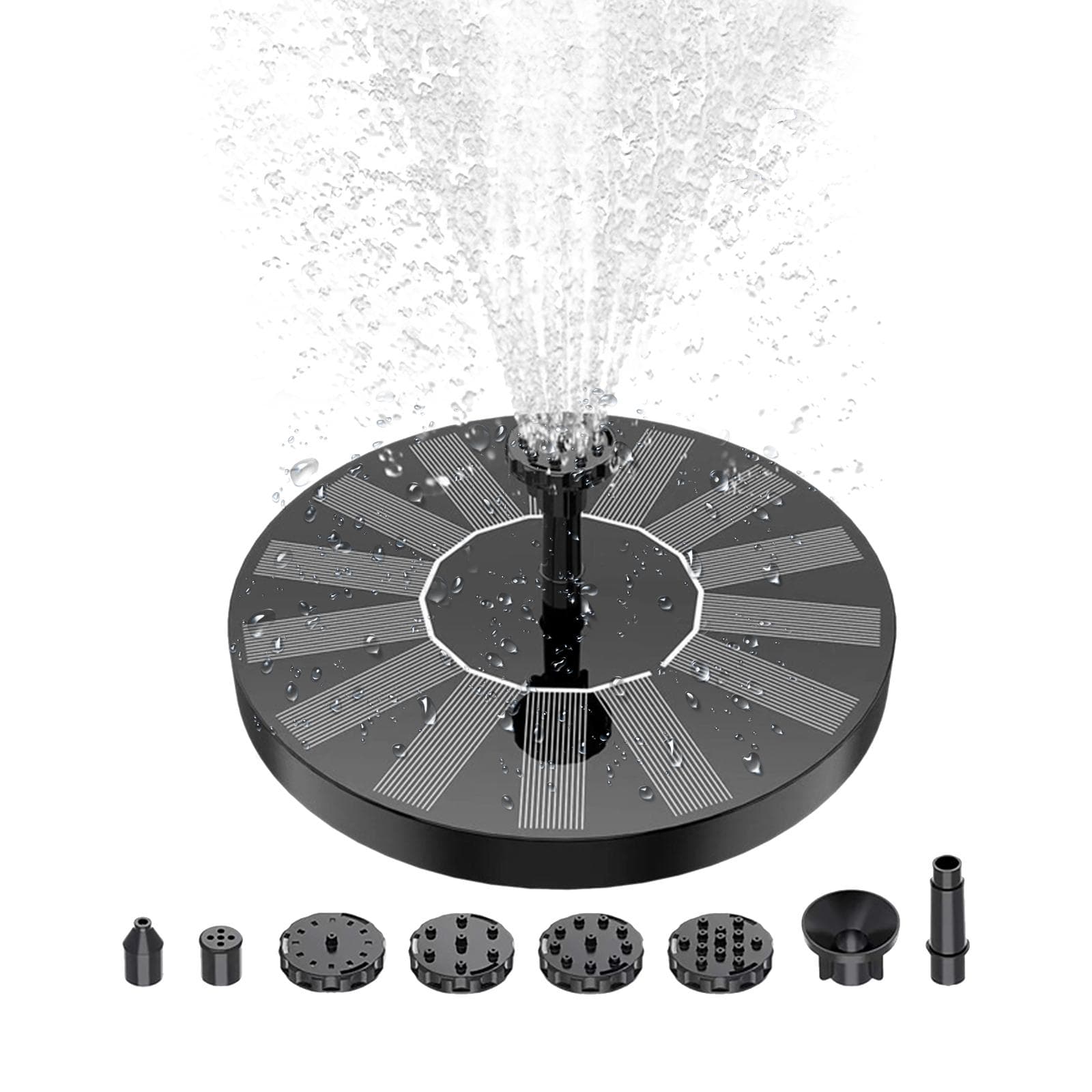 1.4W Solar Fountain Pump with 6 Nozzles Free Standing Water Pump Floating Fountain for Bird Bath Type 2