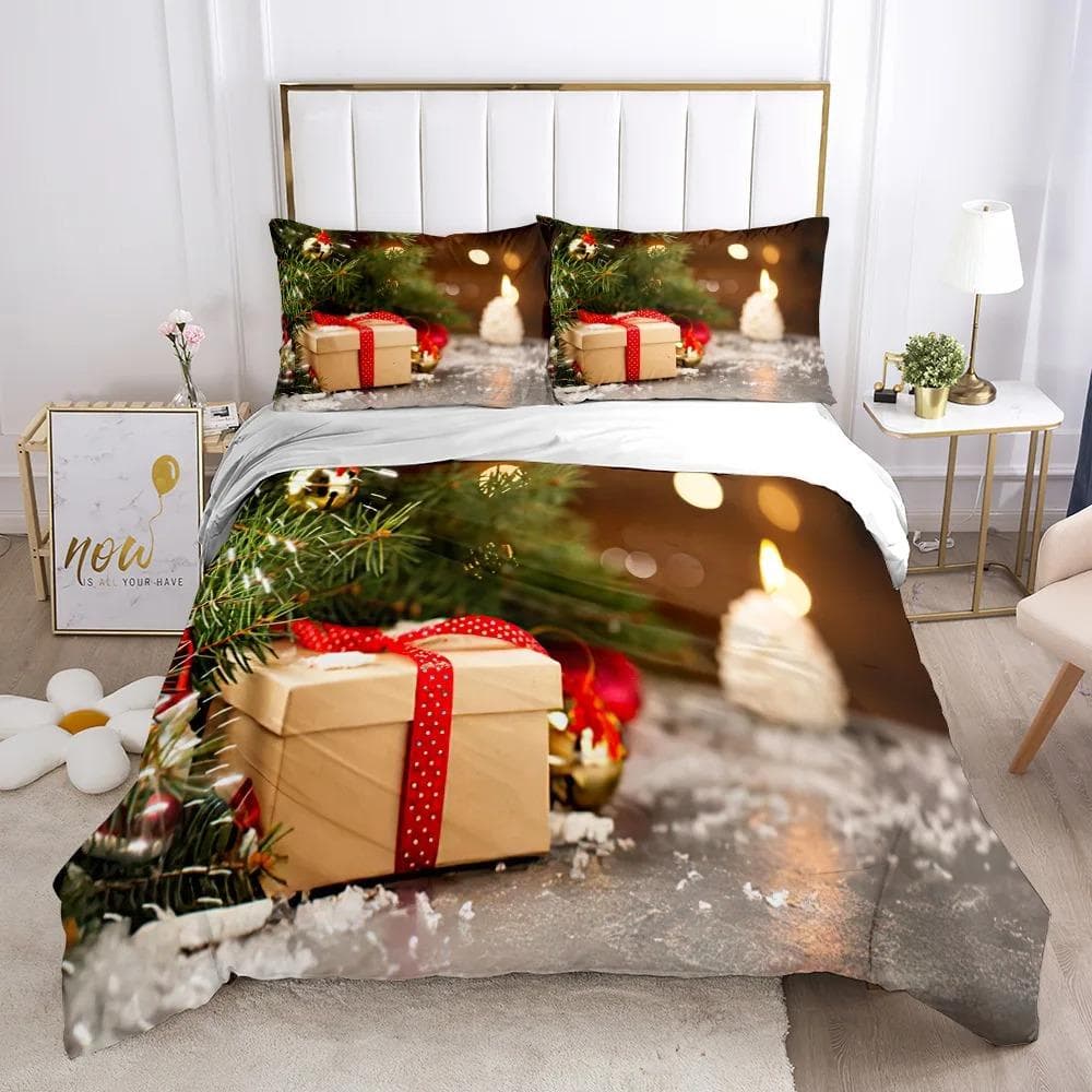 Merry Chirstmas Happy New Year Santa Bedding Set Boys Girls Twin Queen Size Duvet Cover Pillowcase Bed Kids Adult 70x133cm 2pcs