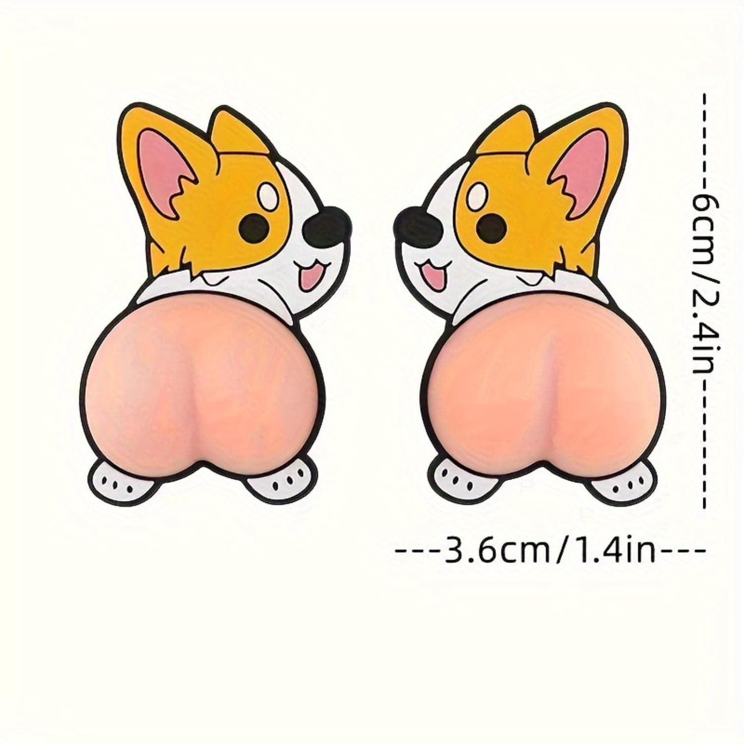 2pcs Corgi Butt Silicone Car Decals, Cute Squeeze Stress Relief Refrigerator Bumper Stickers, Non-Electric Party Supplies Gifts. 1 Pair