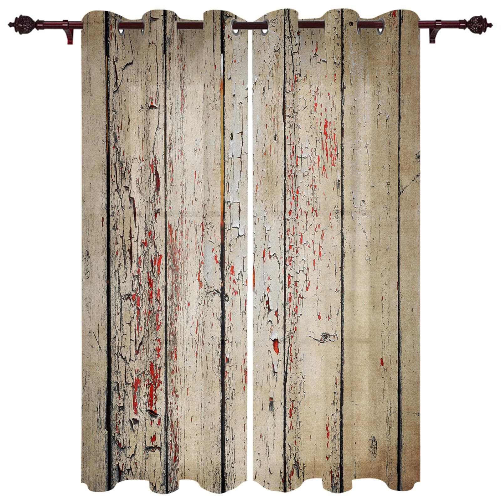 Wooden Door Retro Style Window Curtain Bedroom Living Room Window Drapes Kitchen Decoration Blinds Curtain 135W x 115H(cm) x1