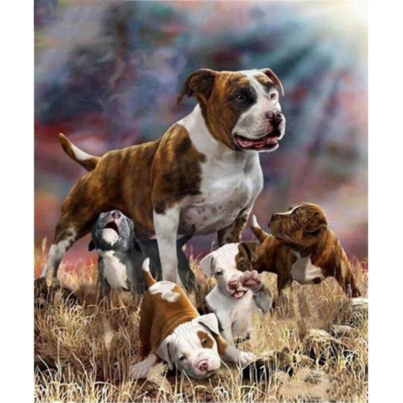 Diamond Painting Pit Bull Terrier Dog Full Drill Rhinestone Embroidery Pictures Kitchen Art Crafts 20X30CM