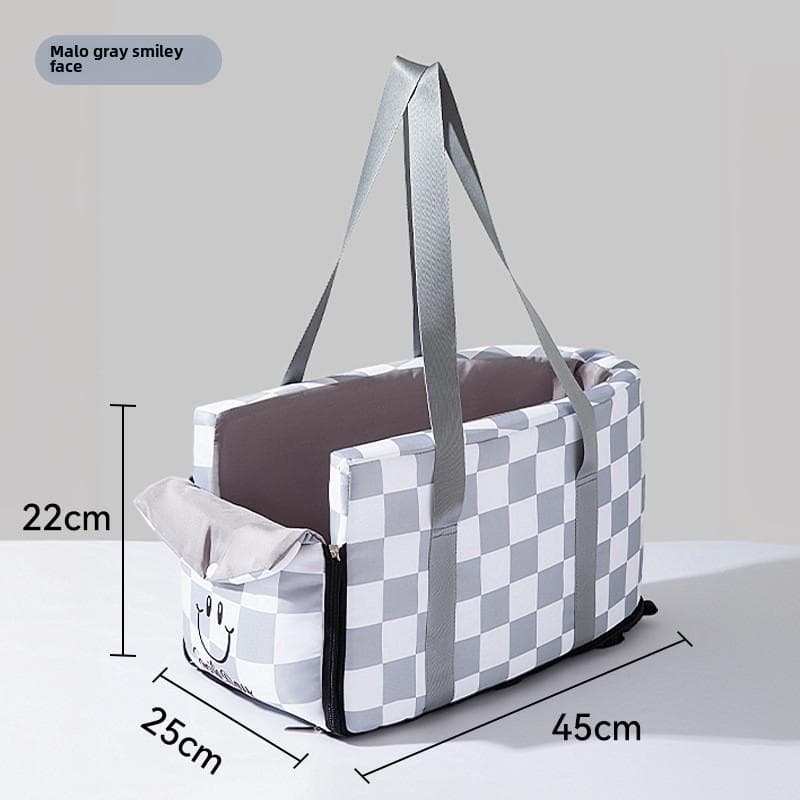 Dog Out Fashion Plaid Central Control Car Nest Medium and Small Dog Safety Seat Cat Outdoor Cat Bag Pet Nest Universal