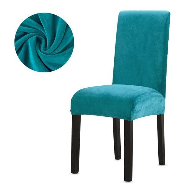 Super Soft Velvet Chair Covers Dining Room High Stretch Chair Seat Cover Plain Spandex Seat Cover for Kitchen Office light green