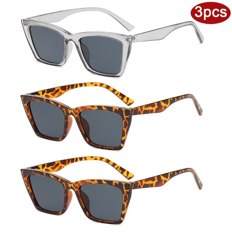 3pcs Women Cat Eye Sunglasses Fashion Simple Style UV400 Black Lens Luxury Driving Shades Female Eyewear