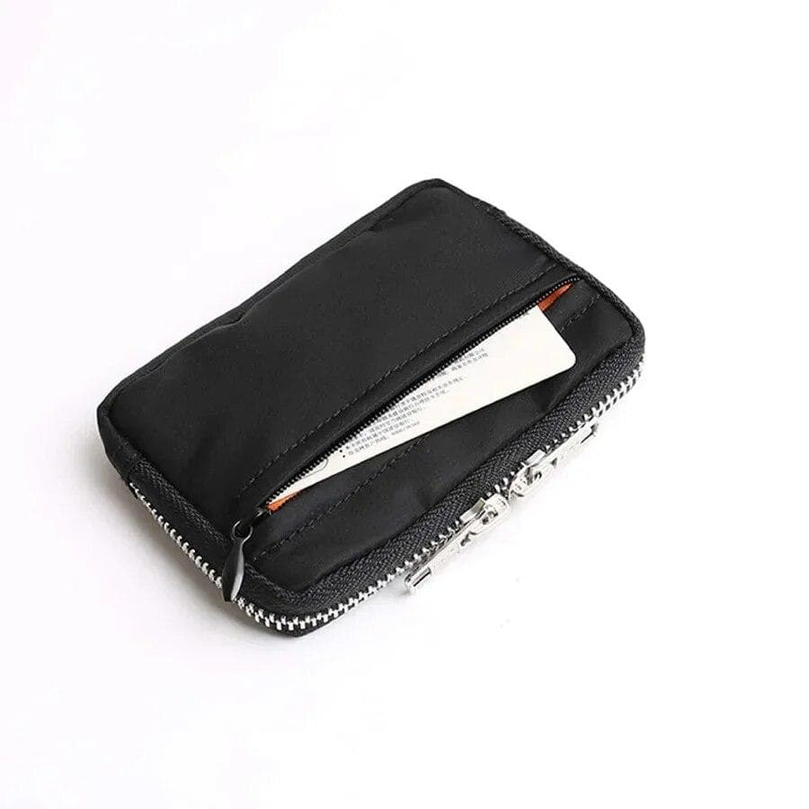 Men Wallet Earbuds Storage Bag Credit Card Holder Case for Boys Girls Journey Bank Card Organizer Zipper Coin Purse black