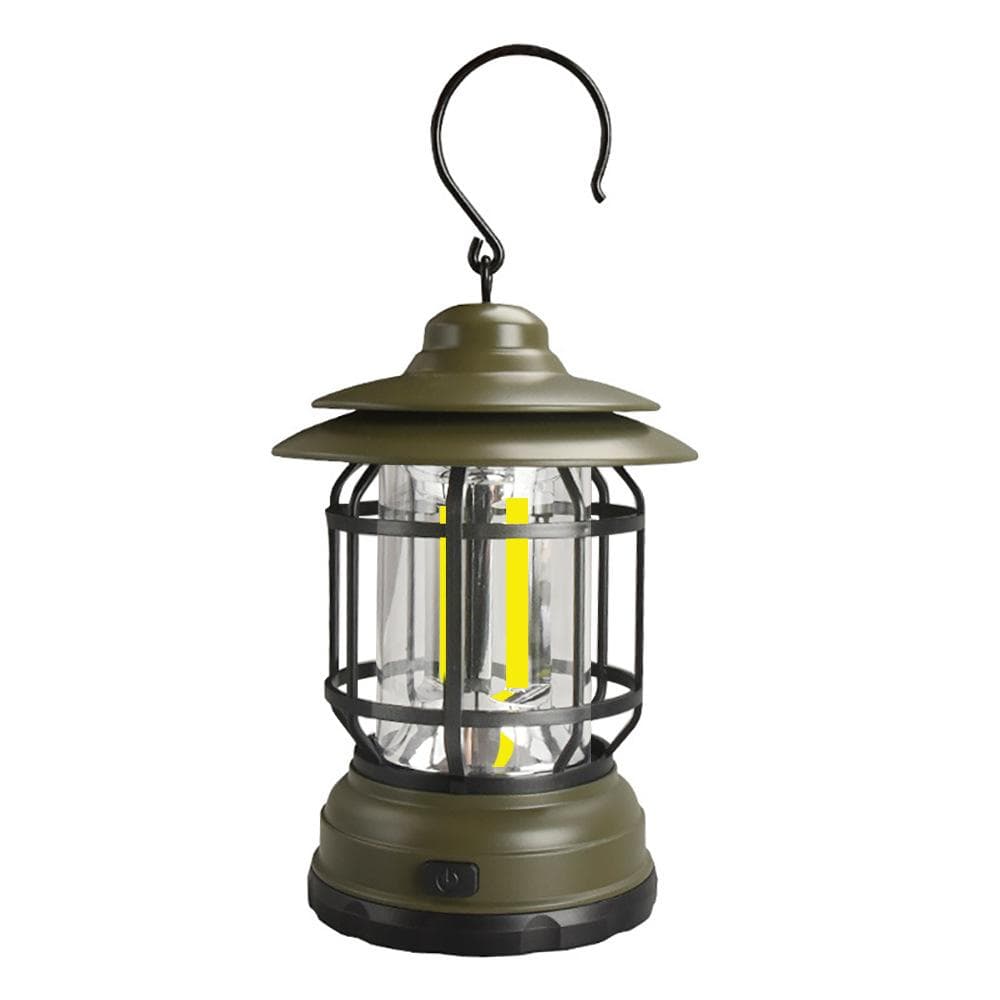 Outdoor Retro Campsite Lantern COB Camping Light Portable LED Emergency Lamp army green