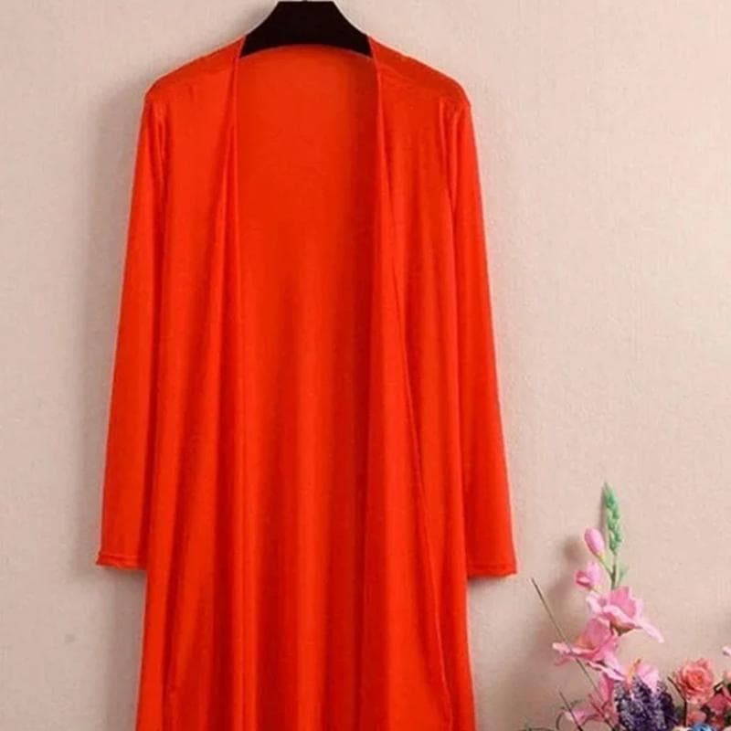 Spring Summer Women Long Cardigan Long Sleeve Sun Protection Clothing Loose Coat Jacket Shawl Outerwear XXL orange