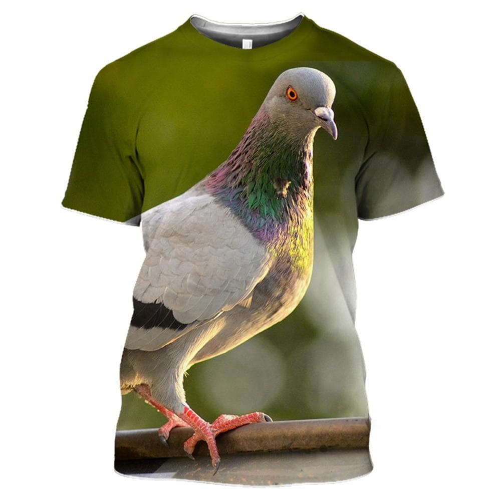 New Summer Wild Pigeon Pattern 3D Print T-Shirts Men Hip Hop O-Neck Short Sleeve Oversized Harajuku Tee Top L