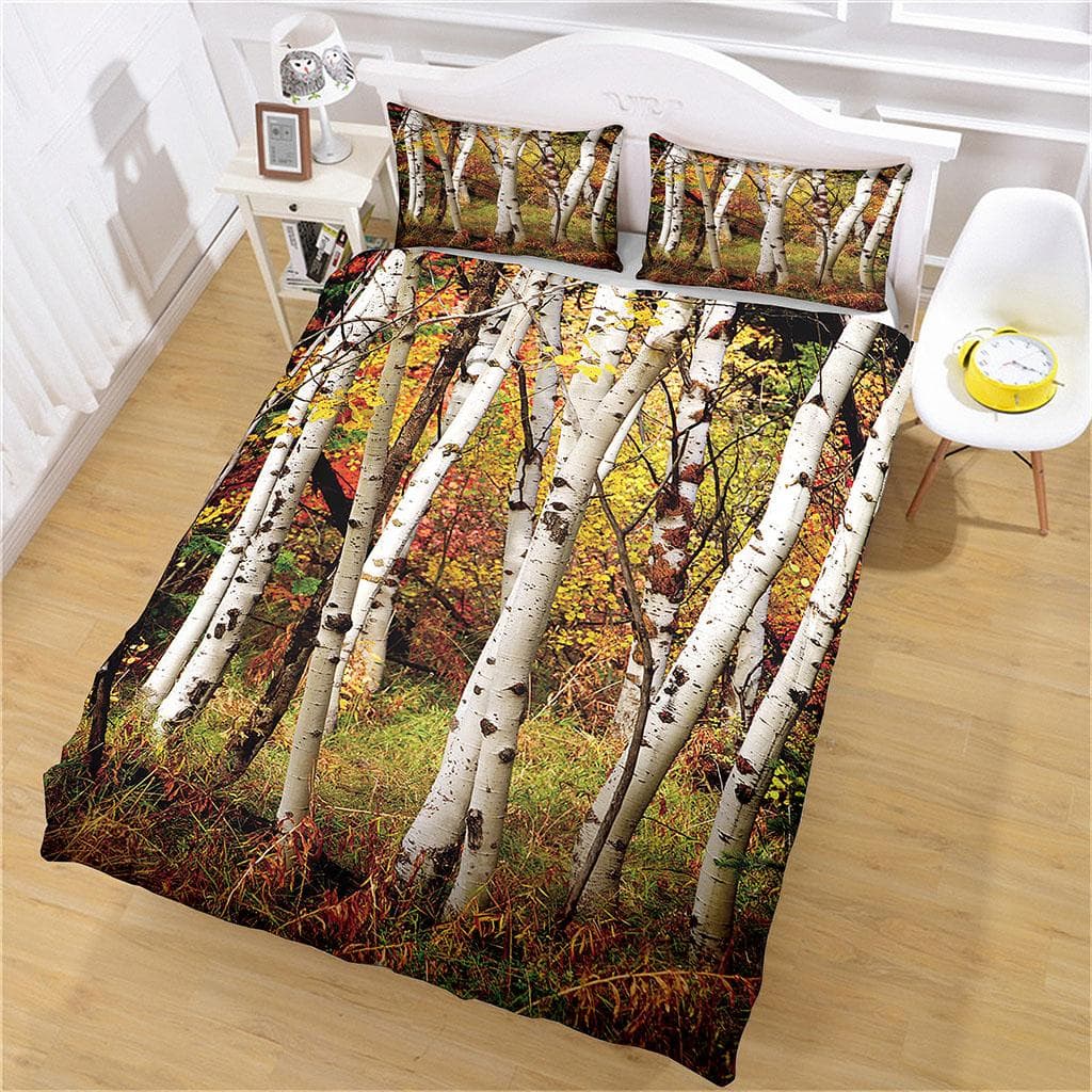 Kid Bedroom Duvet Cover Sets 3D Print Plant Forest Deep Forest, Bedding Set Single Twin Full Queen King Size Bed + Pillowcase W90xL190cm