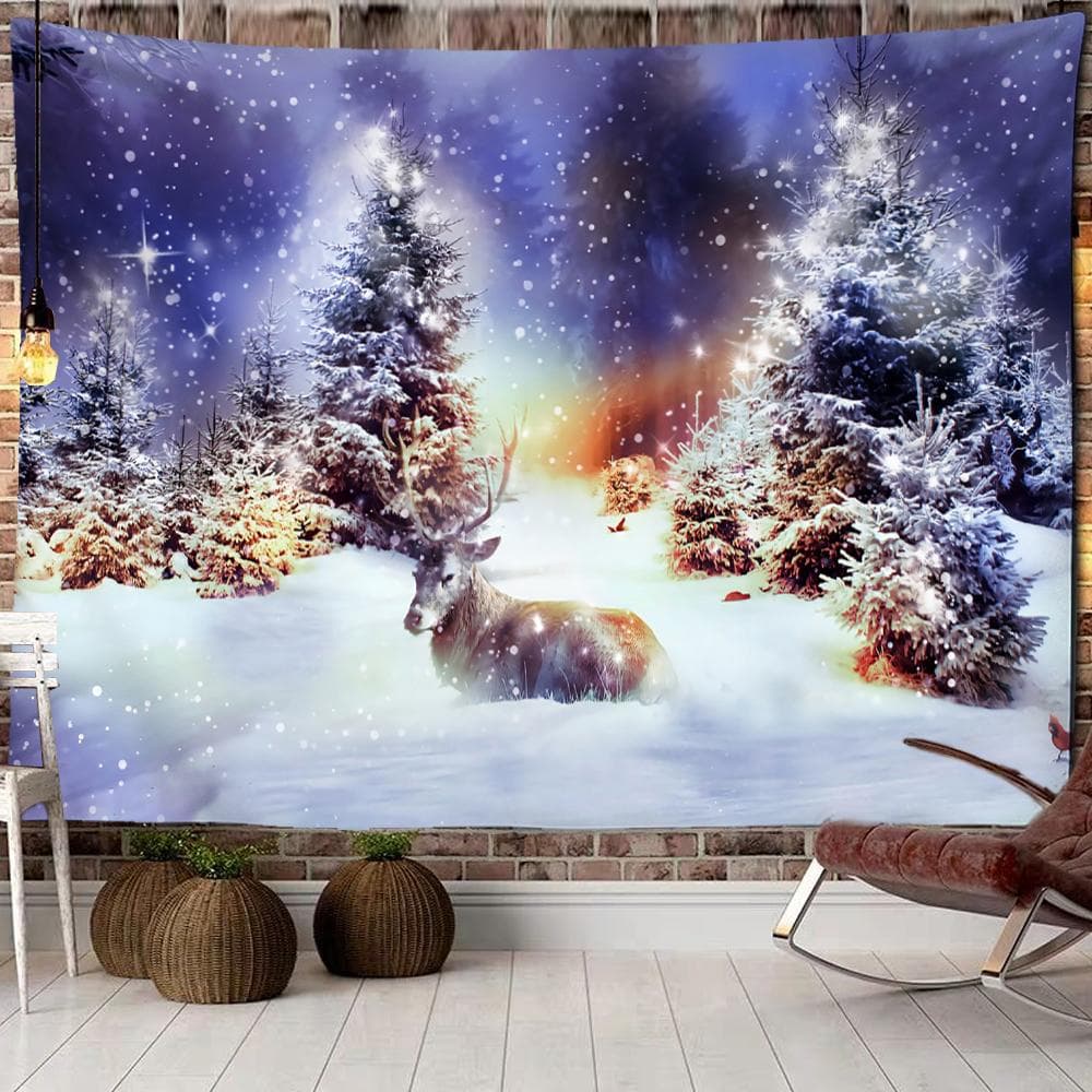 Christmas tree decoration gift printing tapestry home living room bedroom wall decoration background cloth tapestry 100x75cm