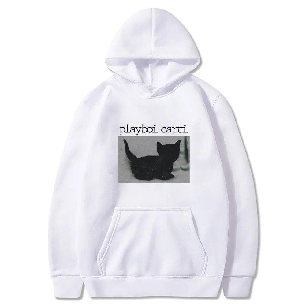 2024 Cartoon Playboi Carti Oversized Hip Hop Hoodie Cute Cat Print Hoodies Harajuku Sweatshirt Regular Mens Tops Men Streetwear 4XL white