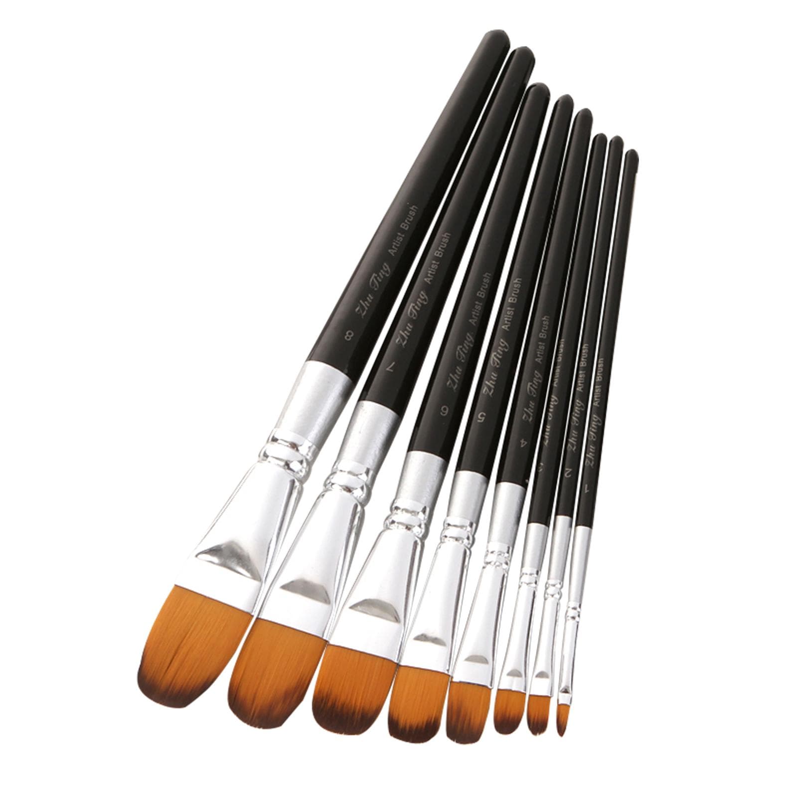 8pcs Paint Brushes Set Filbert Tips Nylon Hair Paintbrushes for Students Adults Artists Acrylic Oil Filbert Tip