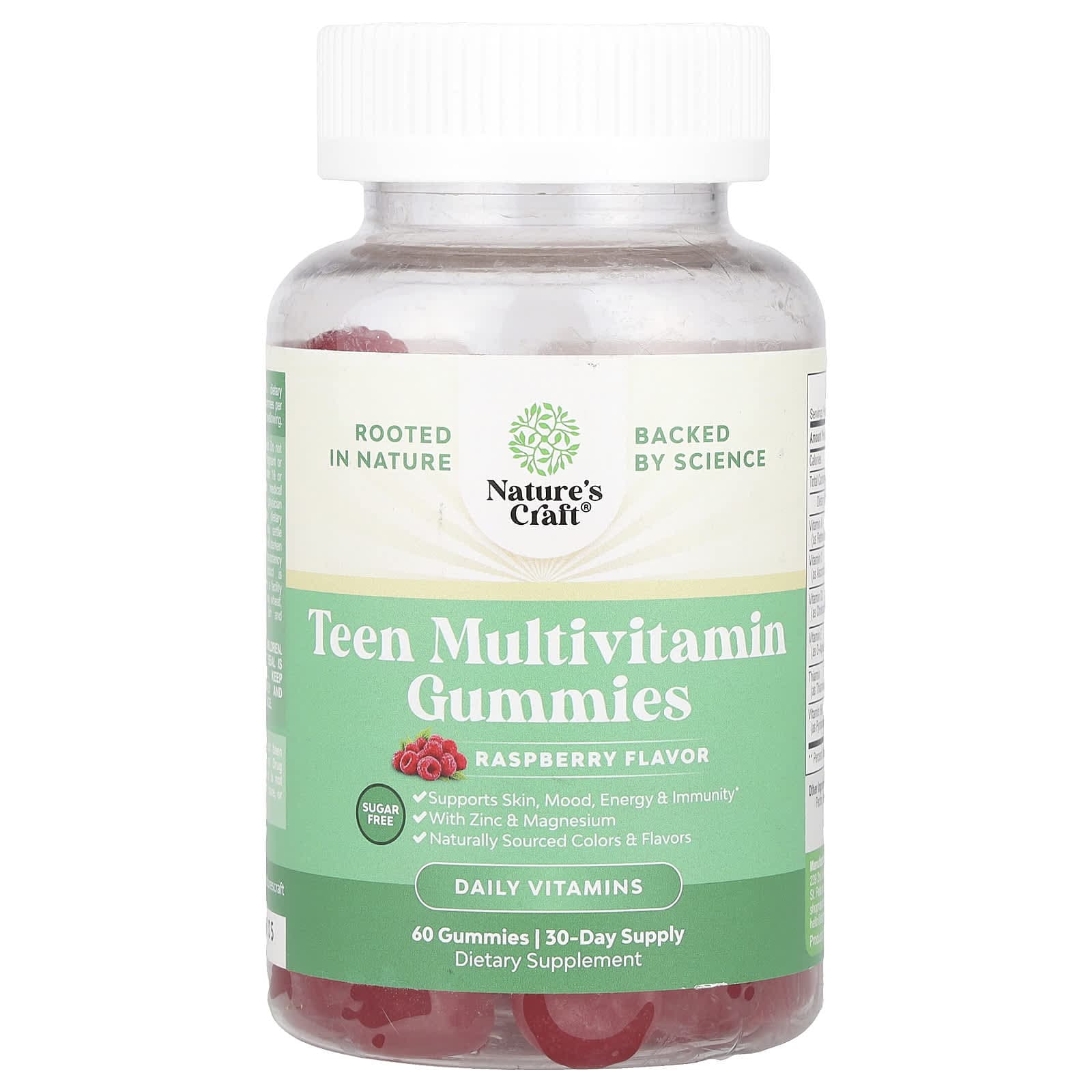 Nature's Craft, youth multivitamin gummies, sugar-free, raspberry, 60 gummies