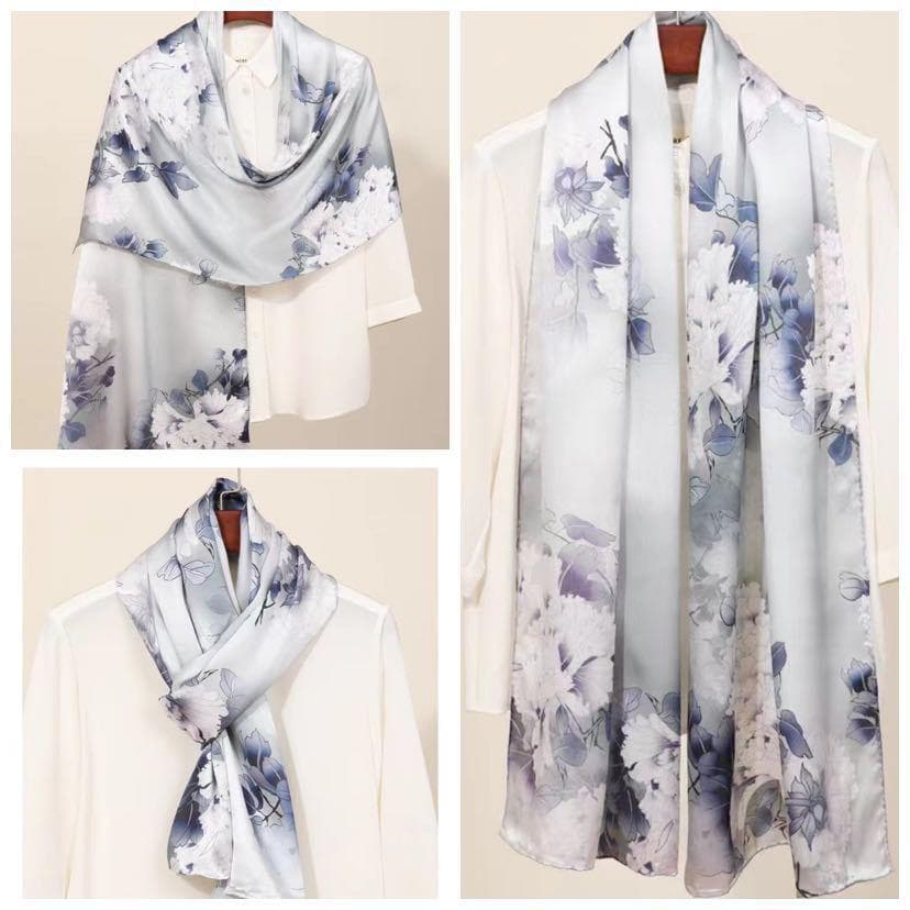 High-End Summer Silk Scarf - Long, Fashionable Sunscreen Shawl for Women 90x180