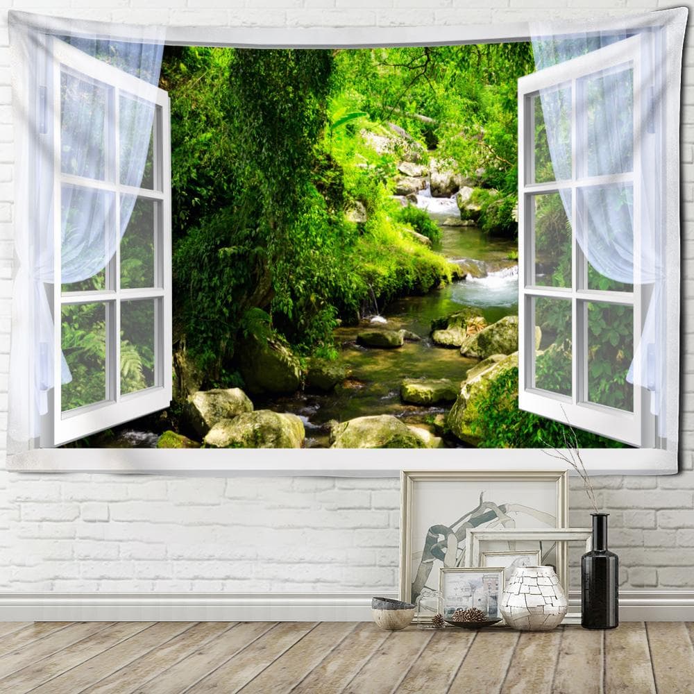 Seaside Scenery Tapestry Wall Hanging Bohemian Art Living Room Window Painting Simple Nordic Home Decor 150x150cm
